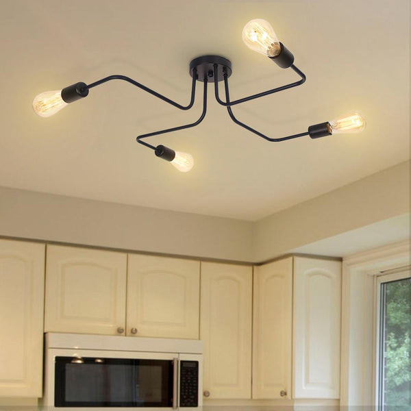 Kitchens 'n Lights-4-Light Classic Sputnik Linear Semi-Flush Mount-Flush Mount-White-