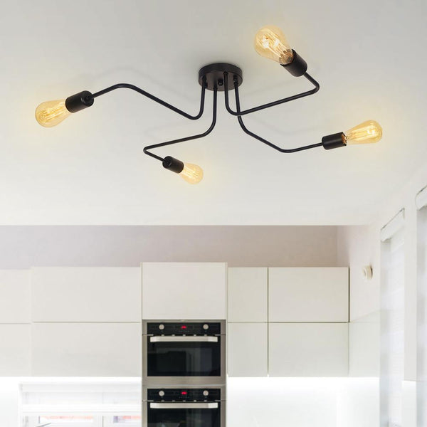 Kitchens 'n Lights-4-Light Classic Sputnik Linear Semi-Flush Mount-Flush Mount-White-