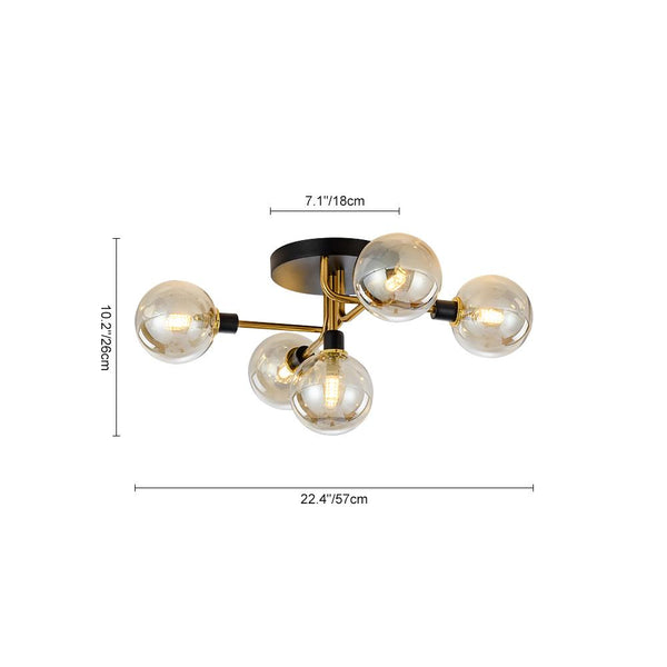 Kitchens 'n Lights-5-Light Modern Linear Brass Semi Flush Mount Light-Flush Mount-Default Title-