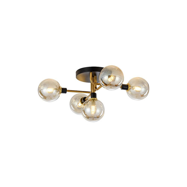 Kitchens 'n Lights-5-Light Modern Linear Brass Semi Flush Mount Light-Flush Mount-Default Title-