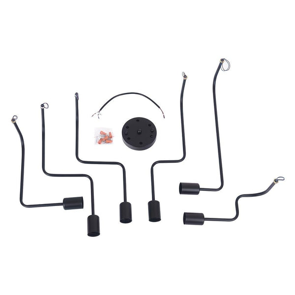 Kitchens 'n Lights-6-Light Traditional Sputnik Linear Semi-Flush Mount-Flush Mount-Black-