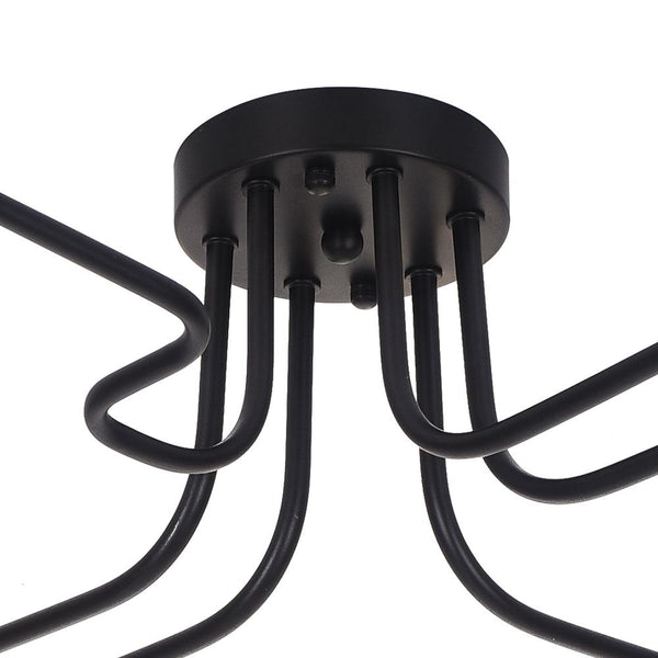Kitchens 'n Lights-6-Light Traditional Sputnik Linear Semi-Flush Mount-Flush Mount-Black-