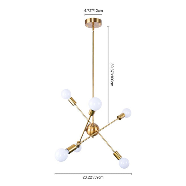 Kitchens 'n Lights-6/8 Lights Chrome/Bronze Sputnik Modern Linear Chandelier-Chandelier-6 Bulbs-Chrome