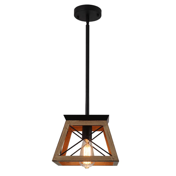 Thehouselights-Farmhouse Rustic 1-Light Single Mini Pendant Light-Pendants-Brown-