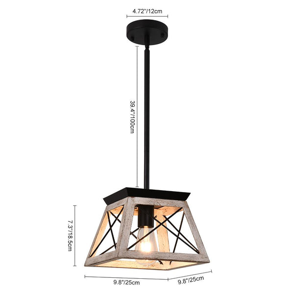 Thehouselights-Farmhouse Rustic 1-Light Single Mini Pendant Light-Pendants-Brown-