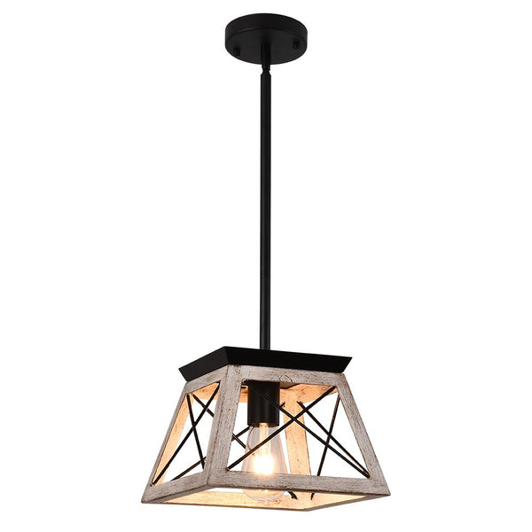 Thehouselights-Farmhouse Rustic 1-Light Single Mini Pendant Light-Pendants-White-