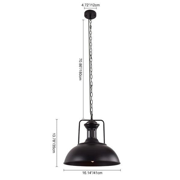 Kitchens 'n Lights-Industrial Single Kitchen Dome Pendant Light-Pendants-Black-