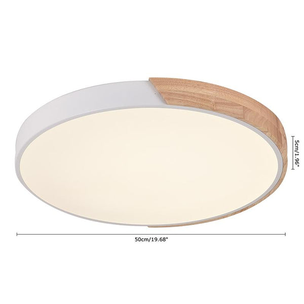 Kitchens 'n Lights -Metal and Wood Circle Flush Mount Ceiling Light-Flush Mount-White-11"
