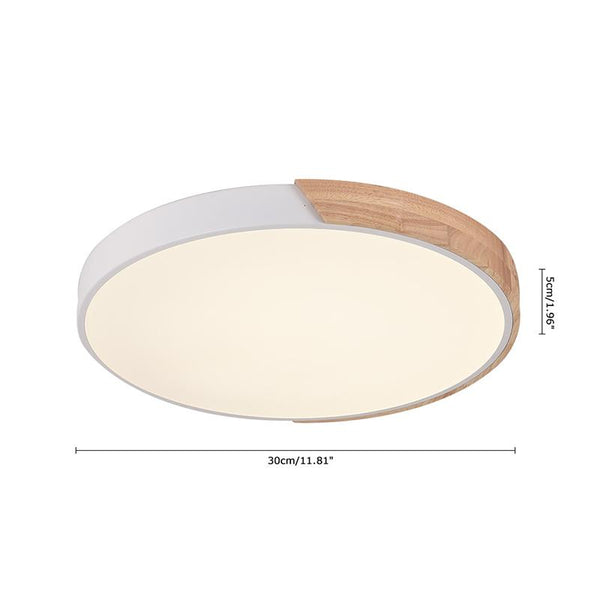 Kitchens 'n Lights -Metal and Wood Circle Flush Mount Ceiling Light-Flush Mount-White-11"