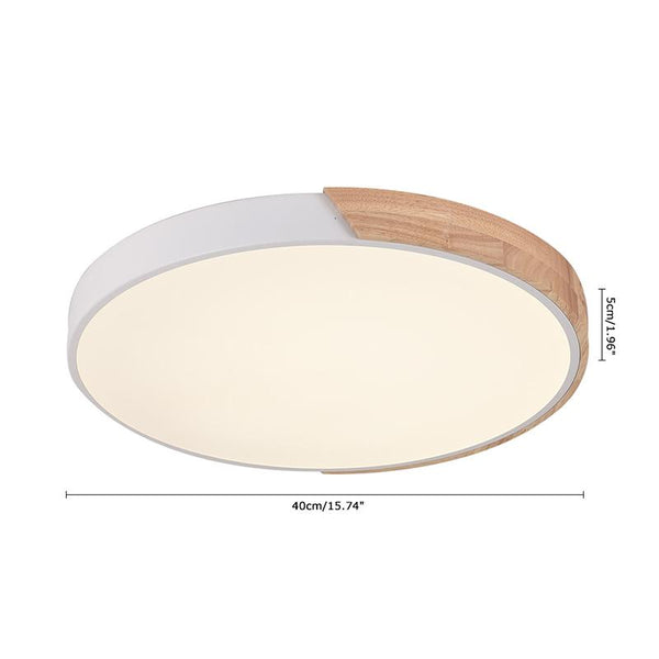 Kitchens 'n Lights -Metal and Wood Circle Flush Mount Ceiling Light-Flush Mount-White-11"