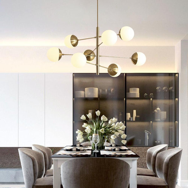 Kitchens 'n Lights-Mid-Century Modern Opal Blown Globe Sputnik Sphere Chandelier-Chandelier-Default Title-