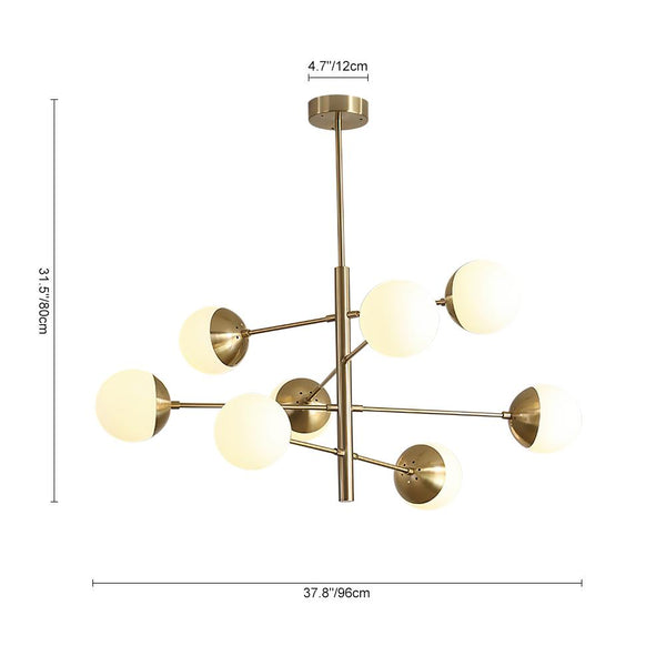 Kitchens 'n Lights-Mid-Century Modern Opal Blown Globe Sputnik Sphere Chandelier-Chandelier-Default Title-