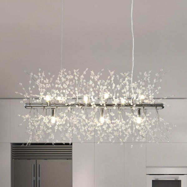 Thehouselights-Modern 8-Light Crystal Pendant Lighting-Chandelier-Chrome-