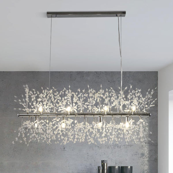 Thehouselights-Modern 9-Light Crystal Pendant Lighting-Chandelier-Chrome-