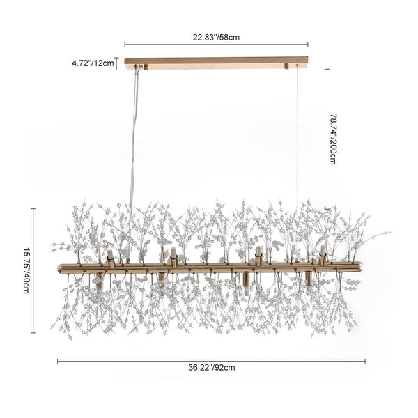 Thehouselights-Modern 9-Light Crystal Pendant Lighting-Chandelier-Gold-