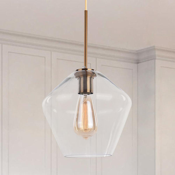 Kitchens 'n Lights -Modern Brass Geometric Glass Pendant light-Pendant Light-Clear Glass-M