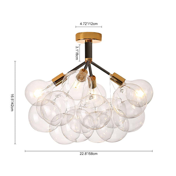 Kitchens 'n Lights-Modern Bubble Glass Chandelier / Semi Flush Mount-Chandelier-Semi Flush Mount-Black