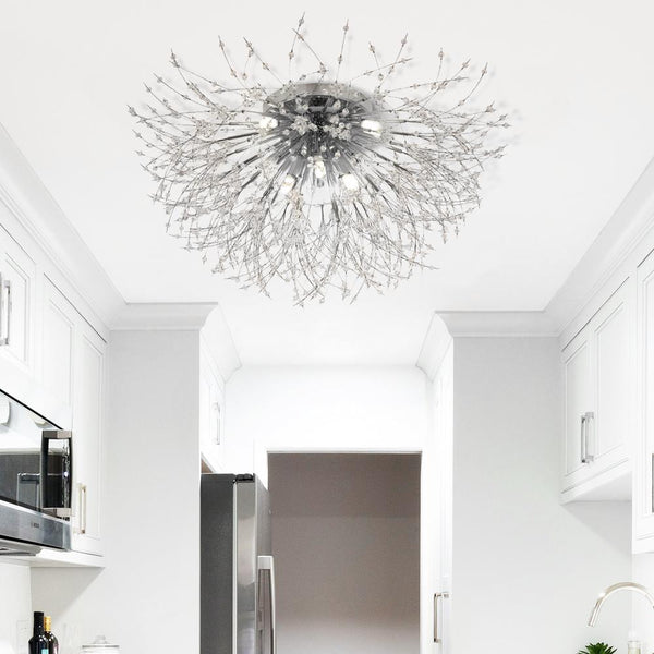 Thehouselights-Modern Crystal Beaded Sputnik Flush Mount Light-Flush Mount-Brass-4 Bulbs