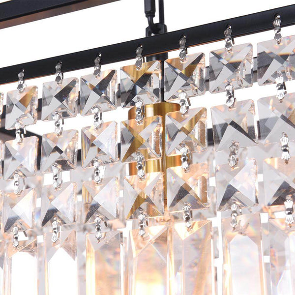 Thehouselights-Modern Rectangle Crystal Island Linear Chandelier