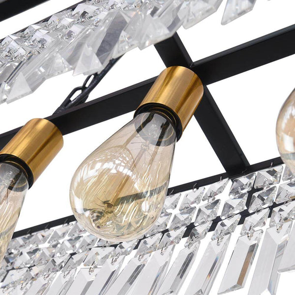 Thehouselights-Modern Rectangle Crystal Island Linear Chandelier