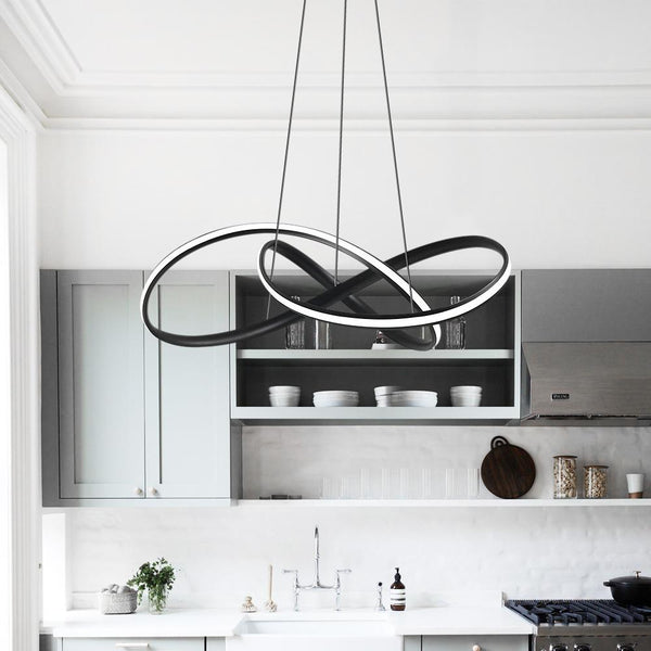 Kitchens 'n Lights-Modern Twisted Ribbon LED Chandelier Light-Chandelier-Black-Warm