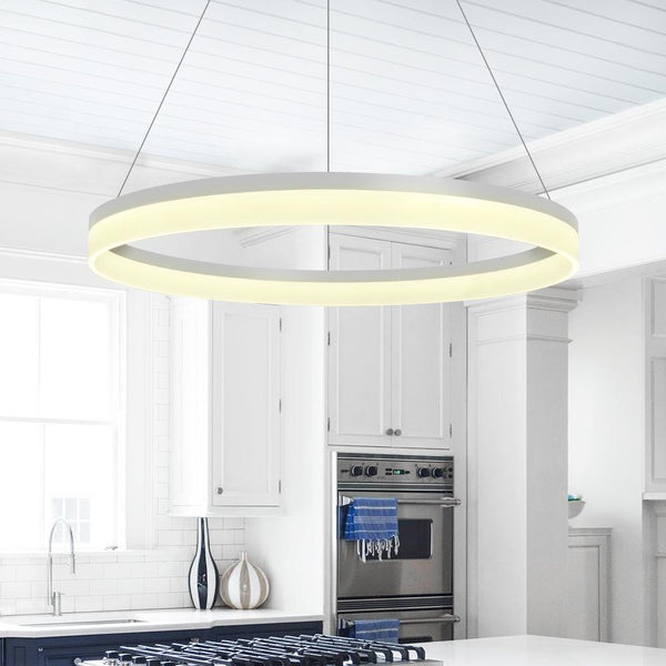 Kitchens 'n Lights-Modern White / Black Wagon Wheel LED Chandelier Light-Chandelier-24''-Warm White