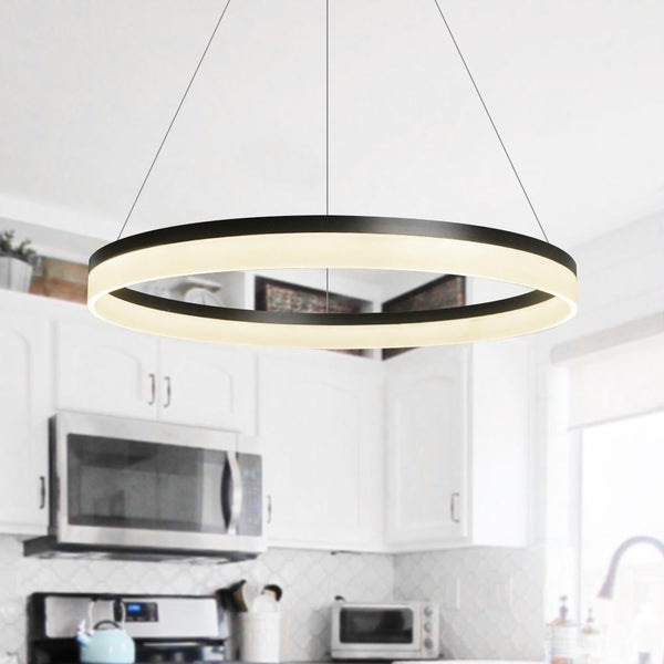 Kitchens 'n Lights-Modern White / Black Wagon Wheel LED Chandelier Light-Chandelier-24''-Warm White