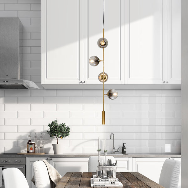 Modern Modo Glass Globe Kitchen Island Chandelier - Thehouselights