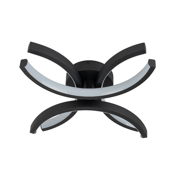Thehouselights-1-Light Black LED Flower Shape Flush Mount-Ceiling Light-Black-4-Light