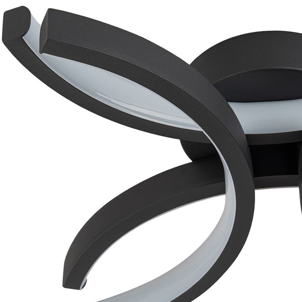 Thehouselights-1-Light Black LED Flower Shape Flush Mount-Ceiling Light-Black-4-Light