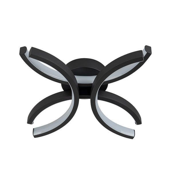 Thehouselights-1-Light Black LED Flower Shape Flush Mount-Ceiling Light-Black-4-Light