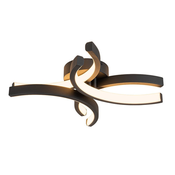 Thehouselights-1-Light Black LED Flower Shape Flush Mount-Ceiling Light-Black-4-Light