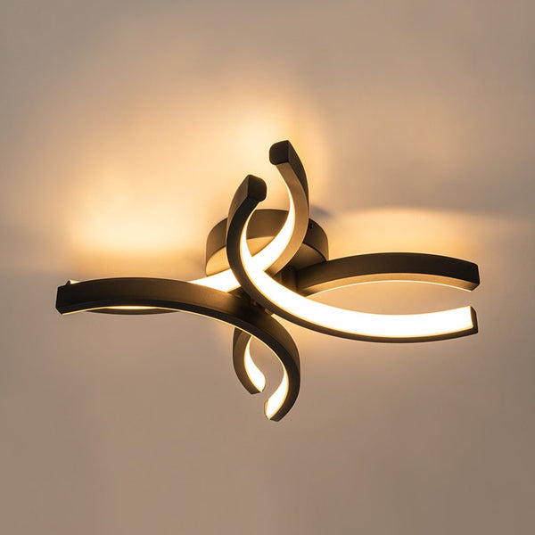 Thehouselights-1-Light Black LED Flower Shape Flush Mount-Ceiling Light-Black-4-Light