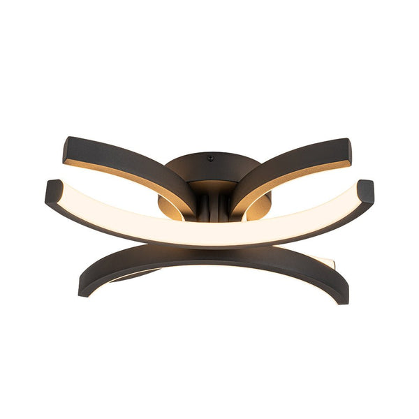 Thehouselights-1-Light Black LED Flower Shape Flush Mount-Ceiling Light-Black-4-Light