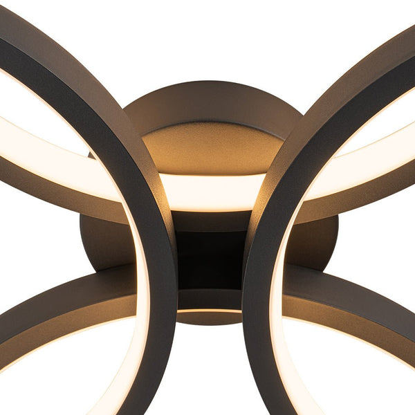 Thehouselights-1-Light Black LED Flower Shape Flush Mount-Ceiling Light-Black-4-Light
