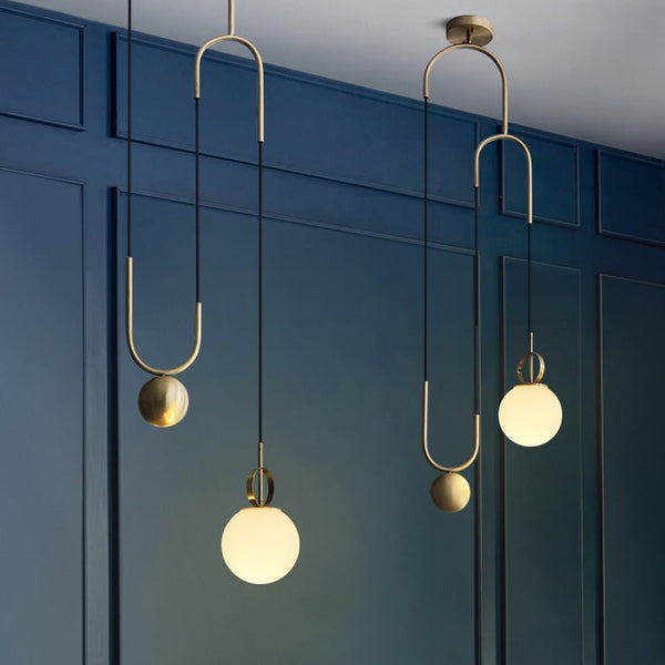Thehouselights-1-Light Brass Hanging Pendant Light-Pendant--
