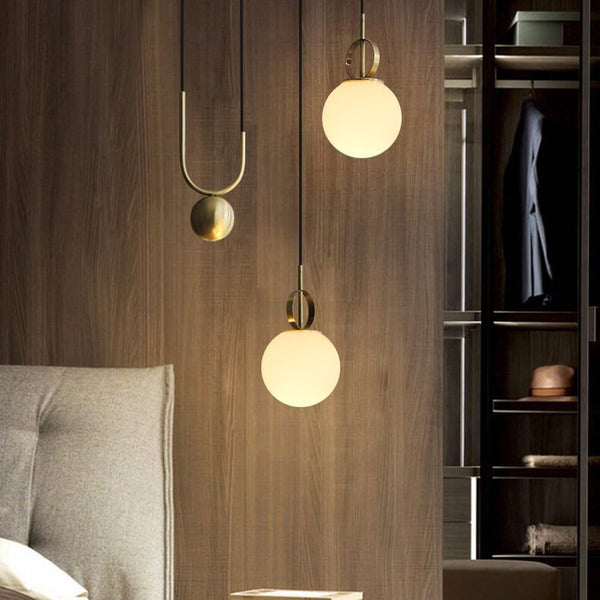 Thehouselights-1-Light Brass Hanging Pendant Light-Pendant--