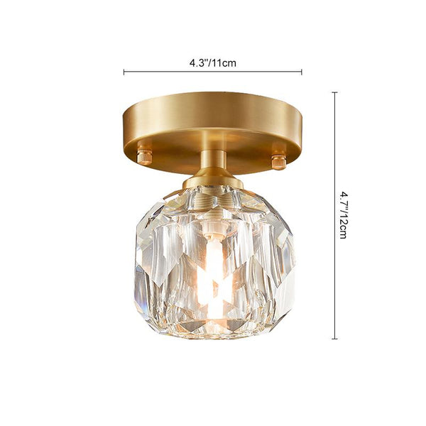 Thehouselights-1-Light Crystal Flush Mount Ceiling Light-Ceiling Light--