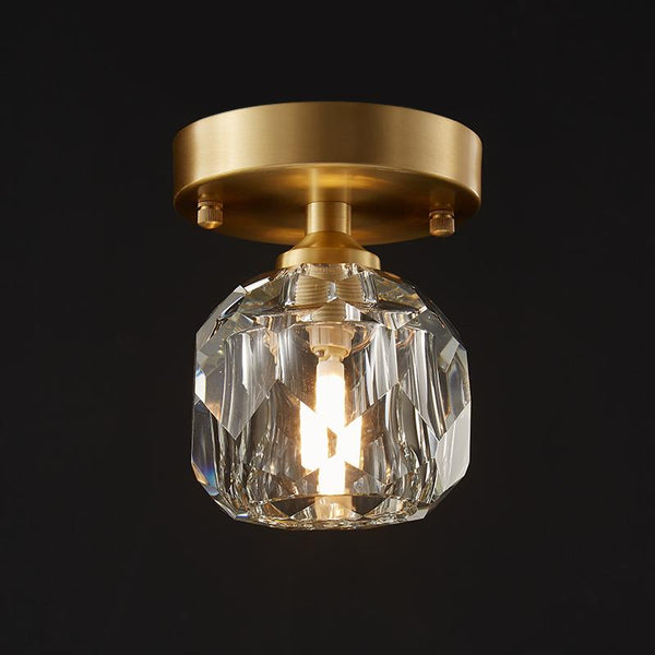 Thehouselights-1-Light Crystal Flush Mount Ceiling Light-Ceiling Light--