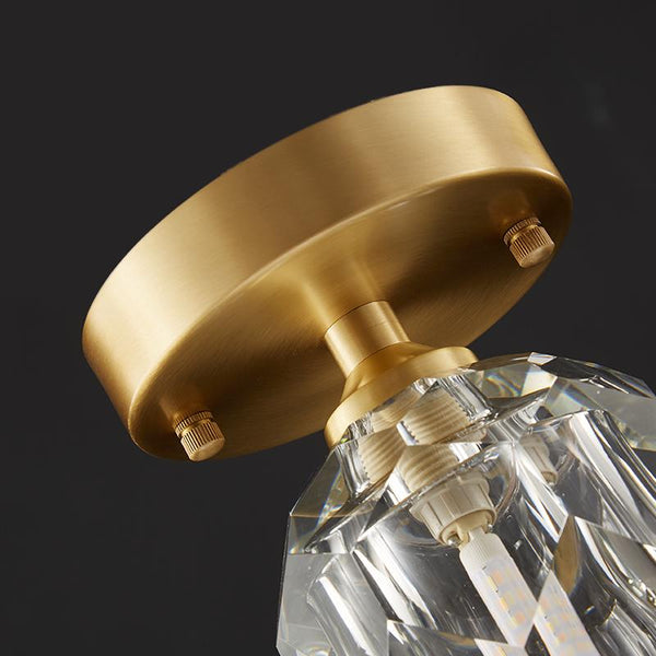 Thehouselights-1-Light Crystal Flush Mount Ceiling Light-Ceiling Light--