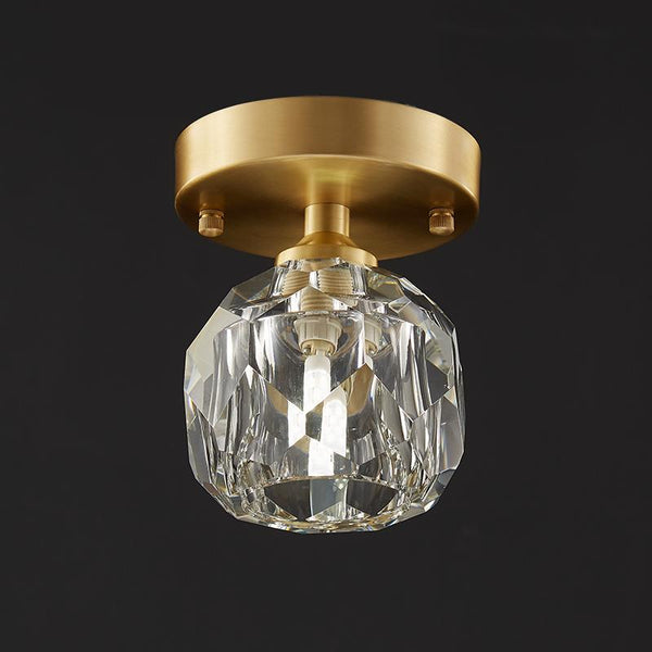 Thehouselights-1-Light Crystal Flush Mount Ceiling Light-Ceiling Light--