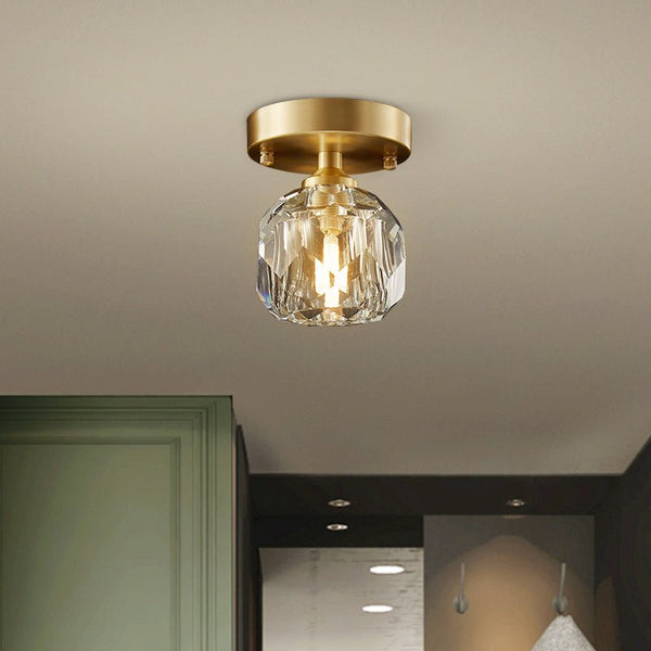 Thehouselights-1-Light Crystal Flush Mount Ceiling Light-Ceiling Light--