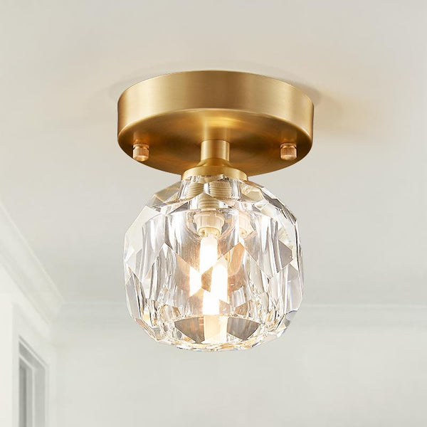 Thehouselights-1-Light Crystal Flush Mount Ceiling Light-Ceiling Light--