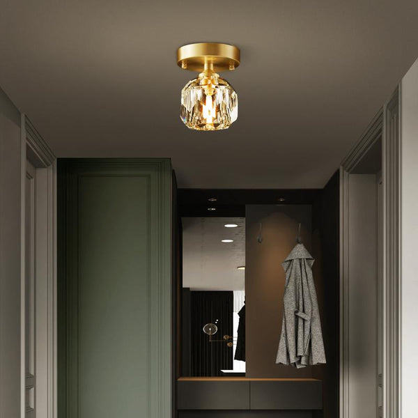 Thehouselights-1-Light Crystal Flush Mount Ceiling Light-Ceiling Light--