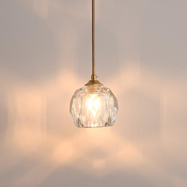 Thehouselights-1 Light Crystal Mini Pendant Lighting-Pendant--