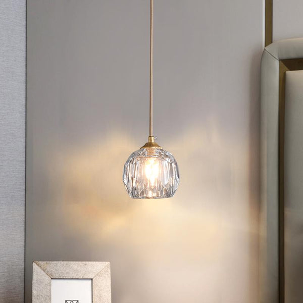 Thehouselights-1 Light Crystal Mini Pendant Lighting-Pendant--