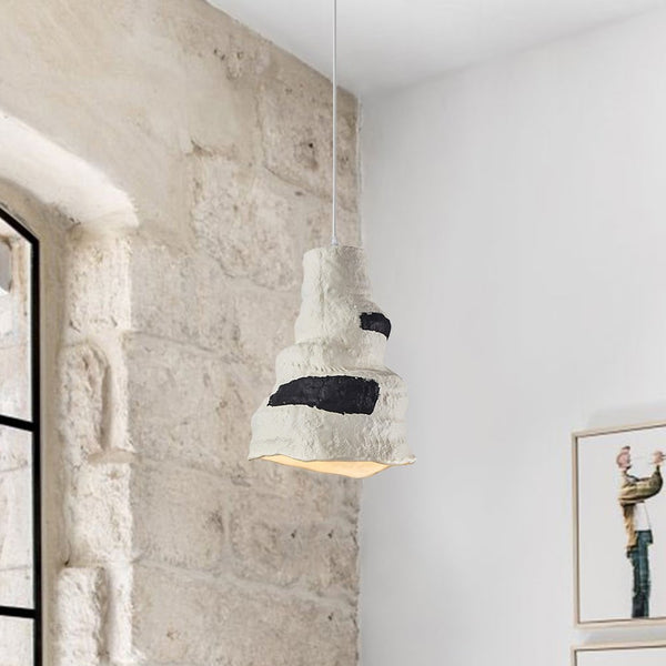 Thehouselights-1-Light Geometric Wabi-Sabi Gray White Pendant Light-Pendant-Black-M
