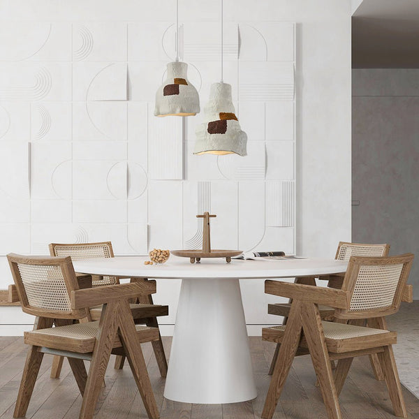 Thehouselights-1-Light Geometric Wabi-Sabi Gray White Pendant Light-Pendant-Black-M