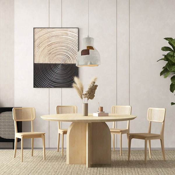 Thehouselights-1-Light Geometric Wabi-Sabi Gray White Pendant Light-Pendant-Black-M