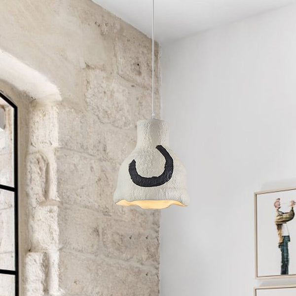 Thehouselights-1-Light Geometric Wabi-Sabi Gray White Pendant Light-Pendant-Black-S